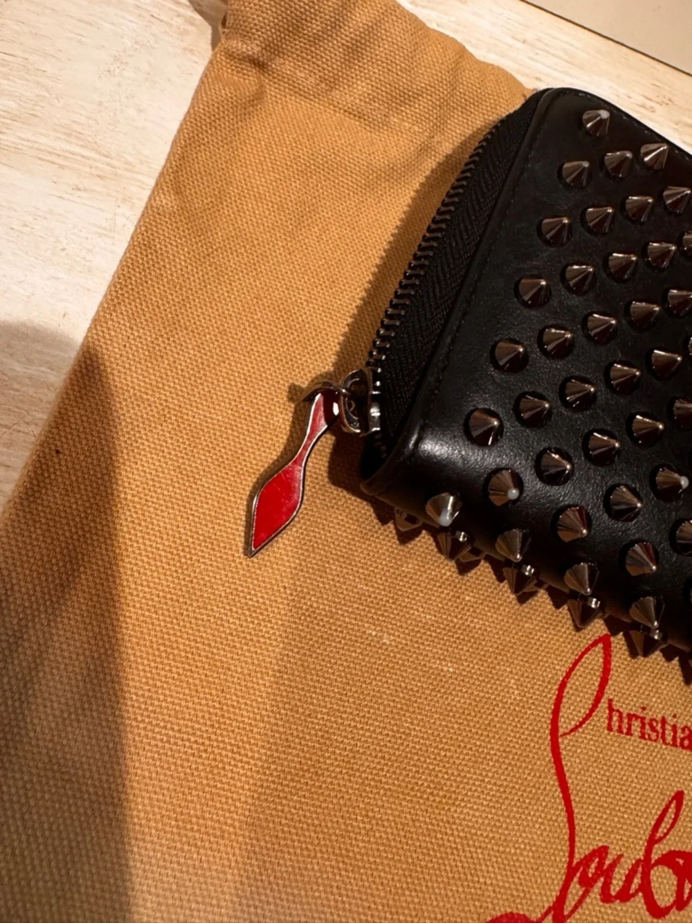 Christian Louboutin Black Studded Zip Clutch - Picture 4 of 5